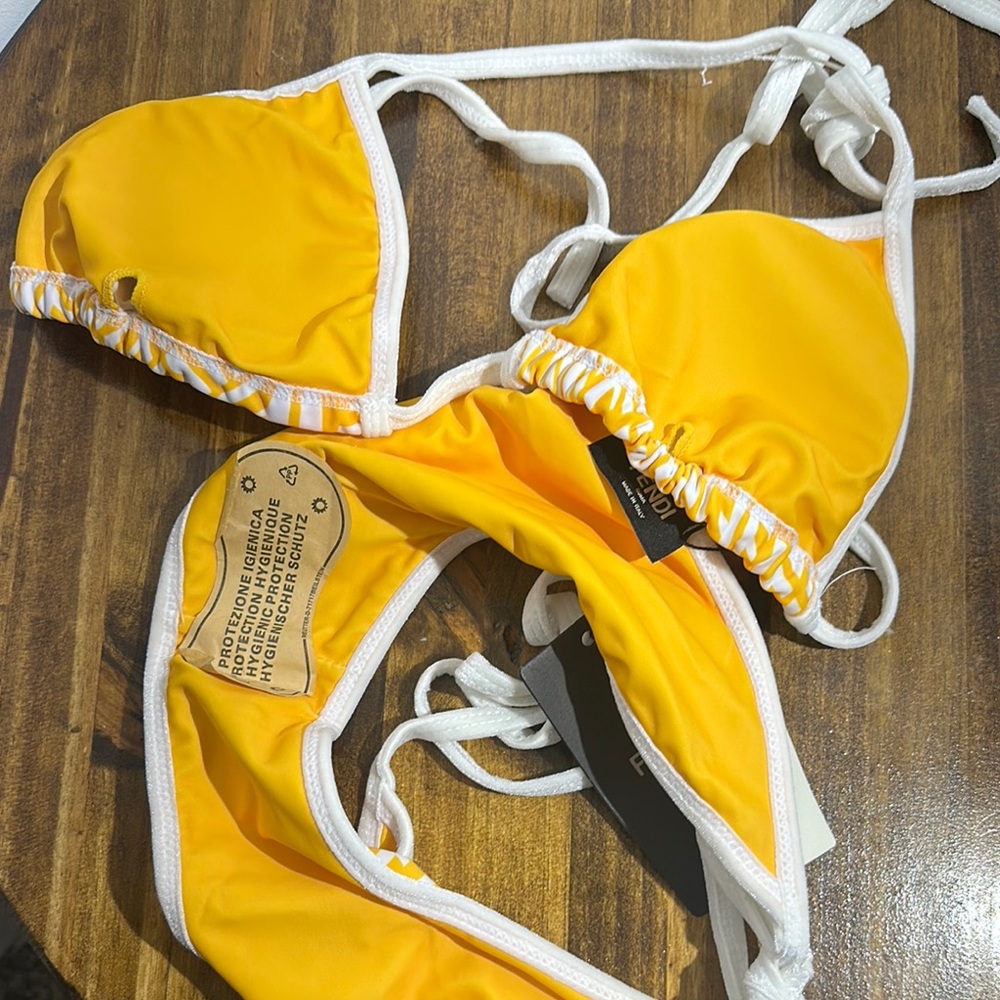 Fendi Yellow and White Swirl Bikini Swimwear - Picture 6 of 9